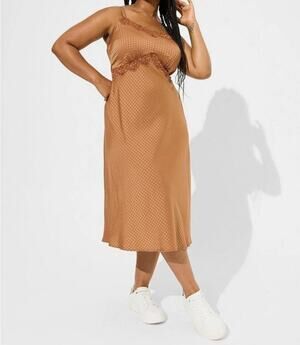 Torrid Tea Length Woven Jacquard Lace Trim Cami Maxi Slip Dress Plus Sz 1X